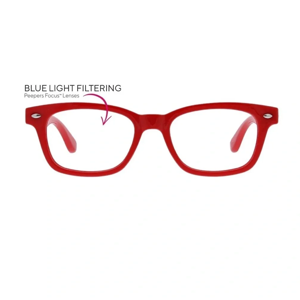 Peepers Blue Light Filtering Eyeglasses for Kids, New in Box, Red